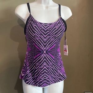 Calvin Klein black purple Tankini Top XS New swimsuit separates